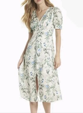 Gal Meets Glam Lauren Botanical Garden Print Midi Dress Size 20